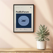 Memphis Grizzlies Poster, FedExForum Print, NBA Poster, Mid Century Modern Basketball W-NSHMRO