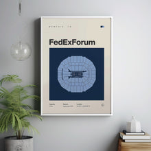 Memphis Grizzlies Poster, FedExForum Print, NBA Poster, Mid Century Modern Basketball W-NSHMRO