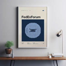 Memphis Grizzlies Poster, FedExForum Print, NBA Poster, Mid Century Modern Basketball W-NSHMRO