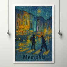 Memphis, USA Art Digital Download Cityscape Nightlife, Street Scene, Tennessee Travel Poster, Digital Print, Van Gogh Style