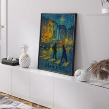 Memphis, USA Art Digital Download Cityscape Nightlife, Street Scene, Tennessee Travel Poster, Digital Print, Van Gogh Style