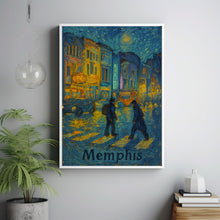 Memphis, USA Art Digital Download Cityscape Nightlife, Street Scene, Tennessee Travel Poster, Digital Print, Van Gogh Style