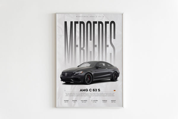 Mercedes-Benz AMG C 63 S Poster _  Download _ Hyper Car Poster _ Super Car Print _ Art Print _ Poster _ Home Decor