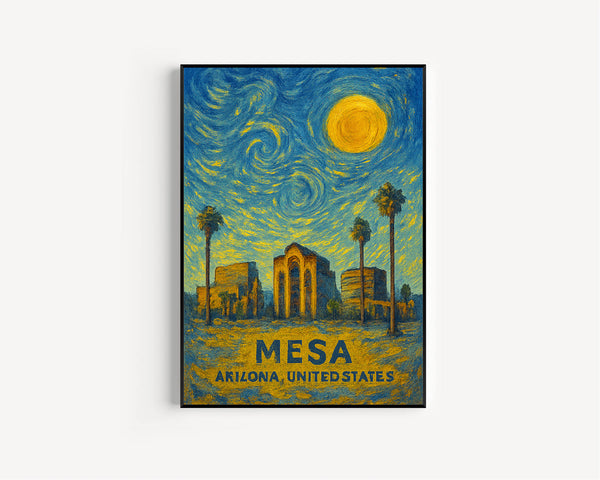 Mesa Poster Print, Mesa Travel Poster, Mesa Van Gogh Style Wall Art, Mesa, Arizona, United States