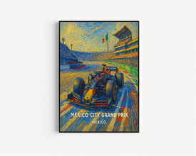 Mexico City Grand Prix Poster – Thrilling Formula 1 Action at Autódromo Hermanos Rodríguez
