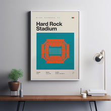 Miami Dolphins Poster, Hard Rock Stadium Print, Mid Century Modern Football Poster, Spo-4V2KB5