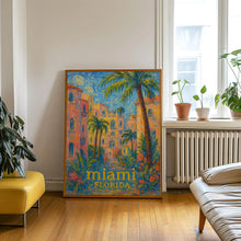 Miami Travel Poster, Florida Wall Art, Home Decor, Art Lover Gift, Miami Beach Scene, Travel Inspired Decoration, Miami Art Print Miami Gift
