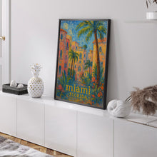 Miami Travel Poster, Florida Wall Art, Home Decor, Art Lover Gift, Miami Beach Scene, Travel Inspired Decoration, Miami Art Print Miami Gift