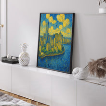 Miami, USA, Van Gogh Style, Skyline Canvas, Poster, Cityscape Art, Travel Print, Modern Home Decor, Wall Art, Framed Art, Unframed Art