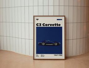 Mid-Century Corvette C3 Poster Retro Car Wall Art (Minimalist Movie Poster) 1564750752