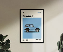 Mid-Century Ford Bronco Poster Retro Car Wall Art (Minimalist Movie Poster) 1566275984