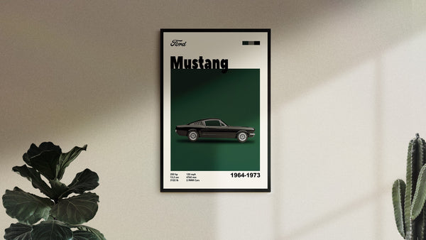 Mid-Century Ford Mustang Poster 1960s Car Art (Minimalist Movie Poster) 1110853801