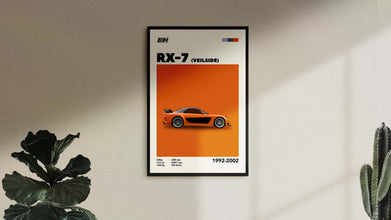 Mid-Century Mazda RX-7 Vielside Poster JDM Car Print (Minimalist Movie Poster) 1377884411