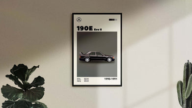 Mid-Century Mercedes 190e Evo II Inspired Poster  Minimalist Movie Poster  Bauhaus Design 1313230770