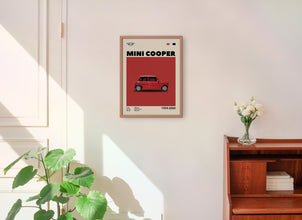 Mid-Century Mini Cooper Art Print Retro Car Poster (Minimalist Movie Poster) 1430938970