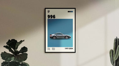 Mid-Century Porsche 996 Turbo Poster Retro Car Print (Minimalist Movie Poster) 1115324153