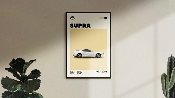 Mid-Century Toyota Supra MK4 Poster Car Enthusiast Wall Art (Minimalist Movie Poster) 1432530642