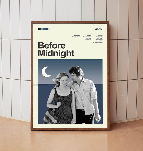 Mid Century Modern Before Midnight Movie Poster, Retro Movie Print, Modern Vintage Movie Posters