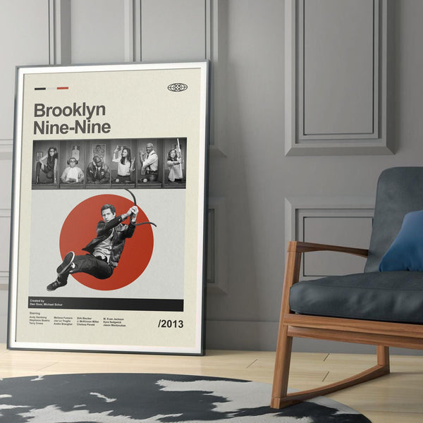 Mid Century Modern Brooklyn Nine-Nine Poster, Retro Brooklyn Nine-Nine Print, Modern Vintage Movie Posters 4315335233