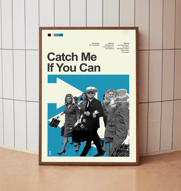 Mid Century Modern Catch Me If You Can Movie Poster, Retro Movie Print, Modern Vintage Movie Posters