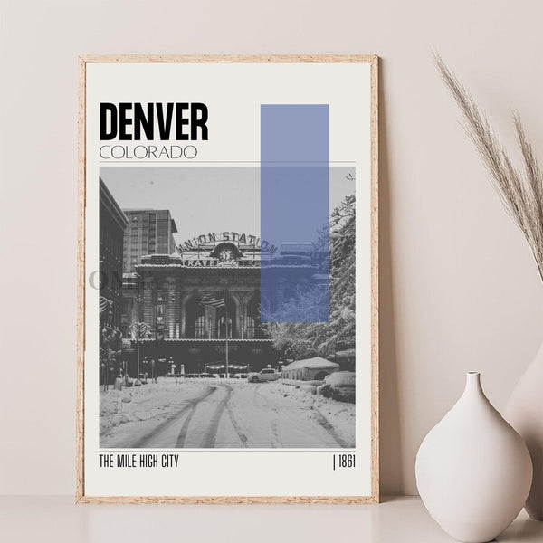 Mid Century Modern Denver Colorado Travel Poster, Retro Wall Art, Vintage Poster Living Room Wall Art, House Warming Gift 1430979430