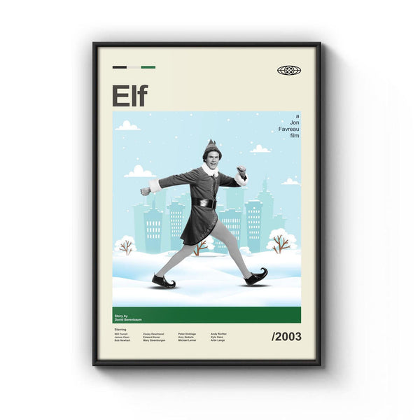 Mid Century Modern Elf Movie Poster, Retro Movie Print, Modern Vintage Movie Posters 1792489991