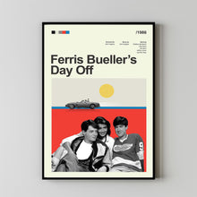 Mid Century Modern Ferris Bueller's Day Off Movie Poster, Retro Movie Print, Modern Vintage Movie Posters