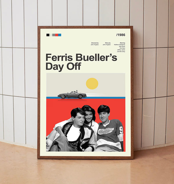 Mid Century Modern Ferris Bueller's Day Off Movie Poster, Retro Movie Print, Modern Vintage Movie Posters
