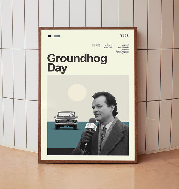 Mid Century Modern Groundhog Day Movie Poster, Retro Movie Print, Modern Vintage Movie Posters