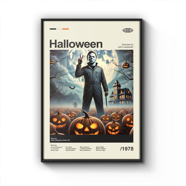 Mid Century Modern Halloween Movie Poster, Vintage Retro Movie Print, Minimalist Michael Myers Posters 1793681243