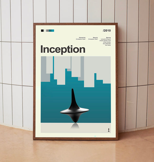 Mid Century Modern Inception Movie Poster, Retro Movie Print, Modern Vintage Movie Posters