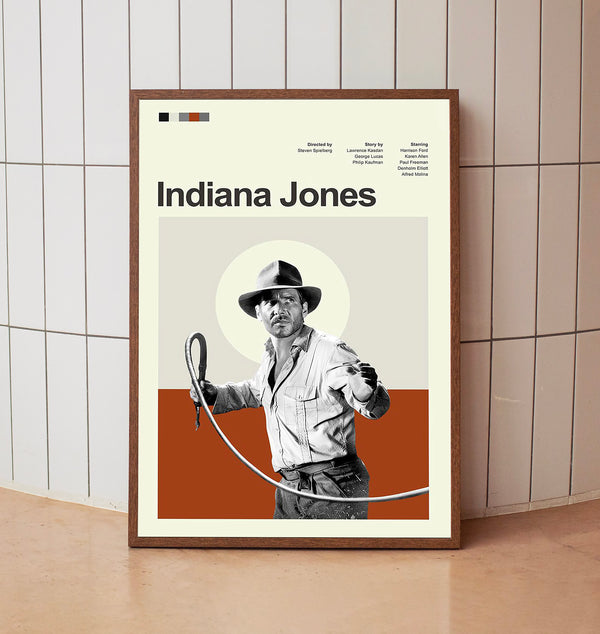 Mid Century Modern Indiana Jones Movie Poster, Retro Movie Print, Modern Vintage Movie Posters