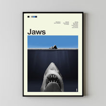 Mid Century Modern Jaws Movie Poster, Retro Movie Print, Modern Vintage Movie Posters 1