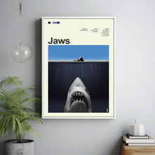 Mid Century Modern Jaws Movie Poster, Retro Movie Print, Modern Vintage Movie Posters 1