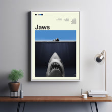 Mid Century Modern Jaws Movie Poster, Retro Movie Print, Modern Vintage Movie Posters 1