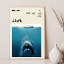 Mid Century Modern Jaws Movie Poster, Retro Movie Print, Modern Vintage Movie Posters 1548388758