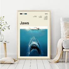 Mid Century Modern Jaws Movie Poster, Retro Movie Print, Modern Vintage Movie Posters 1548388758