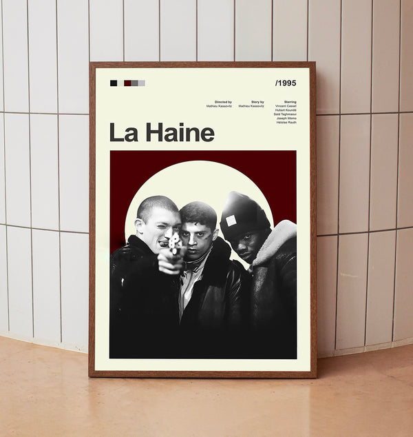Mid Century Modern La Haine Movie Poster, Retro Movie Print, Modern Vintage Movie Posters