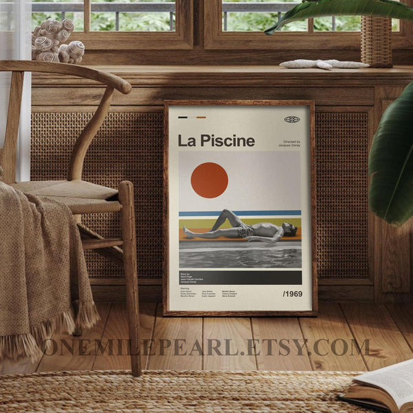 Mid Century Modern La Piscine Movie Poster, Retro La Piscine Movie Print, Modern Vintage Movie Posters 4346646617