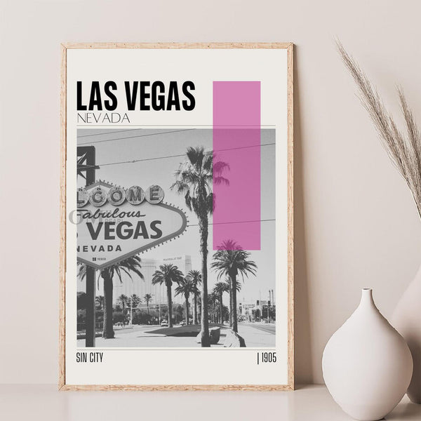 Mid Century Modern Las Vegas Nevada Travel Poster, Retro Wall Art, Vintage Poster Living Room Wall Art, House Warming Gift 1445178397
