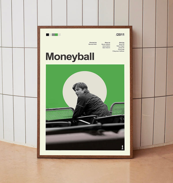 Mid Century Modern Moneyball Movie Poster, Retro Movie Print, Modern Vintage Movie Posters