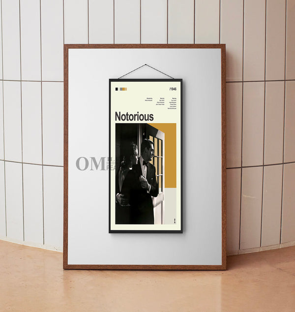 Mid Century Modern Notorious Movie Poster, Retro Movie Print, Modern Vintage Movie Posters
