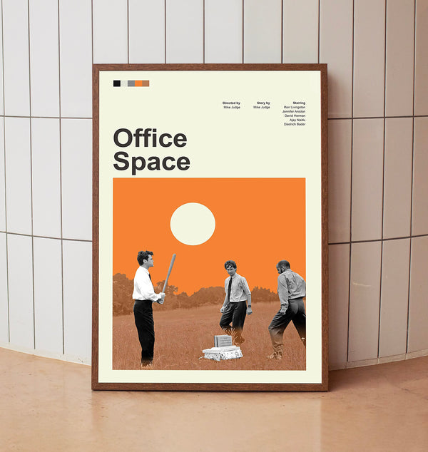 Mid Century Modern Office Space Movie Poster, Retro Movie Print, Modern Vintage Movie Posters 1