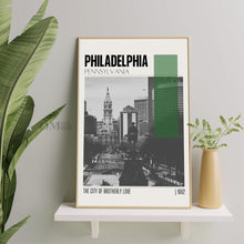 Mid Century Modern Philadelphia Pennsylvania Travel Poster, Retro Wall Art, Vintage Poster Living Room Wall Art, House Warming Gift 1445175263