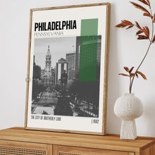 Mid Century Modern Philadelphia Pennsylvania Travel Poster, Retro Wall Art, Vintage Poster Living Room Wall Art, House Warming Gift 1445175263