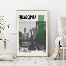 Mid Century Modern Philadelphia Pennsylvania Travel Poster, Retro Wall Art, Vintage Poster Living Room Wall Art, House Warming Gift 1445175263