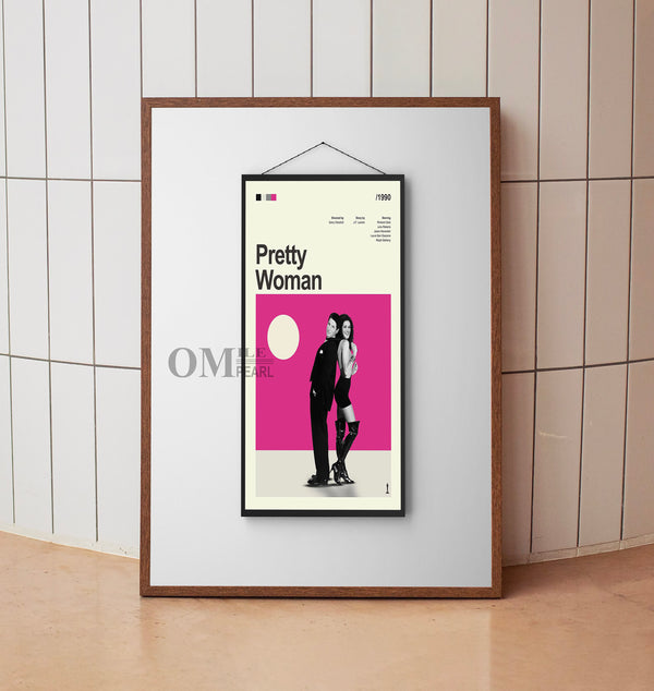Mid Century Modern Pretty Woman Movie Poster, Retro Movie Print, Modern Vintage Movie Posters