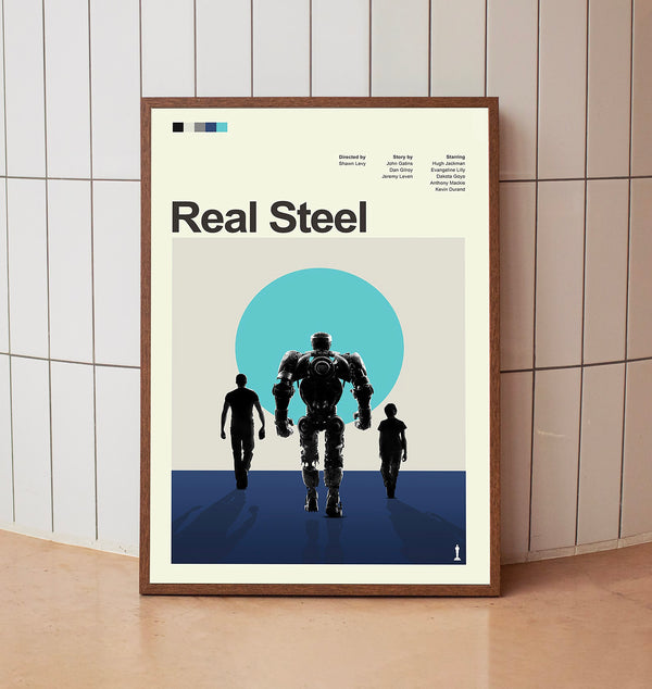 Mid Century Modern Real Steel Movie Poster, Retro Movie Print, Modern Vintage Movie Posters 1