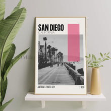 Mid Century Modern San Diego California Travel Poster, Retro Wall Art, Vintage Poster Living Room Wall Art, House Warming Gift 1445176655