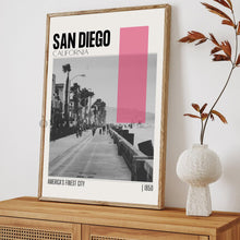 Mid Century Modern San Diego California Travel Poster, Retro Wall Art, Vintage Poster Living Room Wall Art, House Warming Gift 1445176655